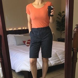 Jones New York Polka Dot Navy Bermuda Shorts Long